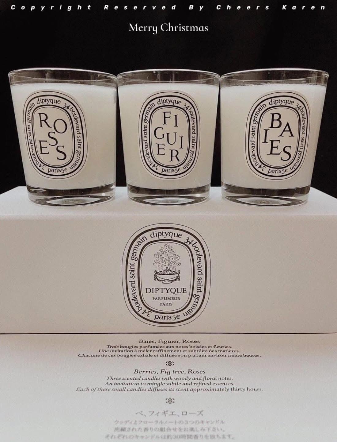 【新品未開封】Diptyque ミニキャンドルセット ベ・フィギエ・ローズ 🌸DIPTYQUE ミニキャンドル3点セット（ベ+フィギエ+ローズ 70g×3