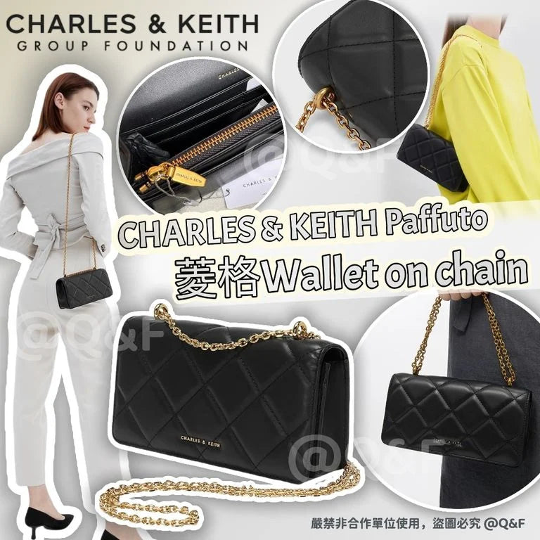 售完即止🌸CHARLES & KEITH Paffuto 菱格Wallet on chain | 預訂約4-6星期 娉婷貿易公司 Exquisite Beauty Trading Company