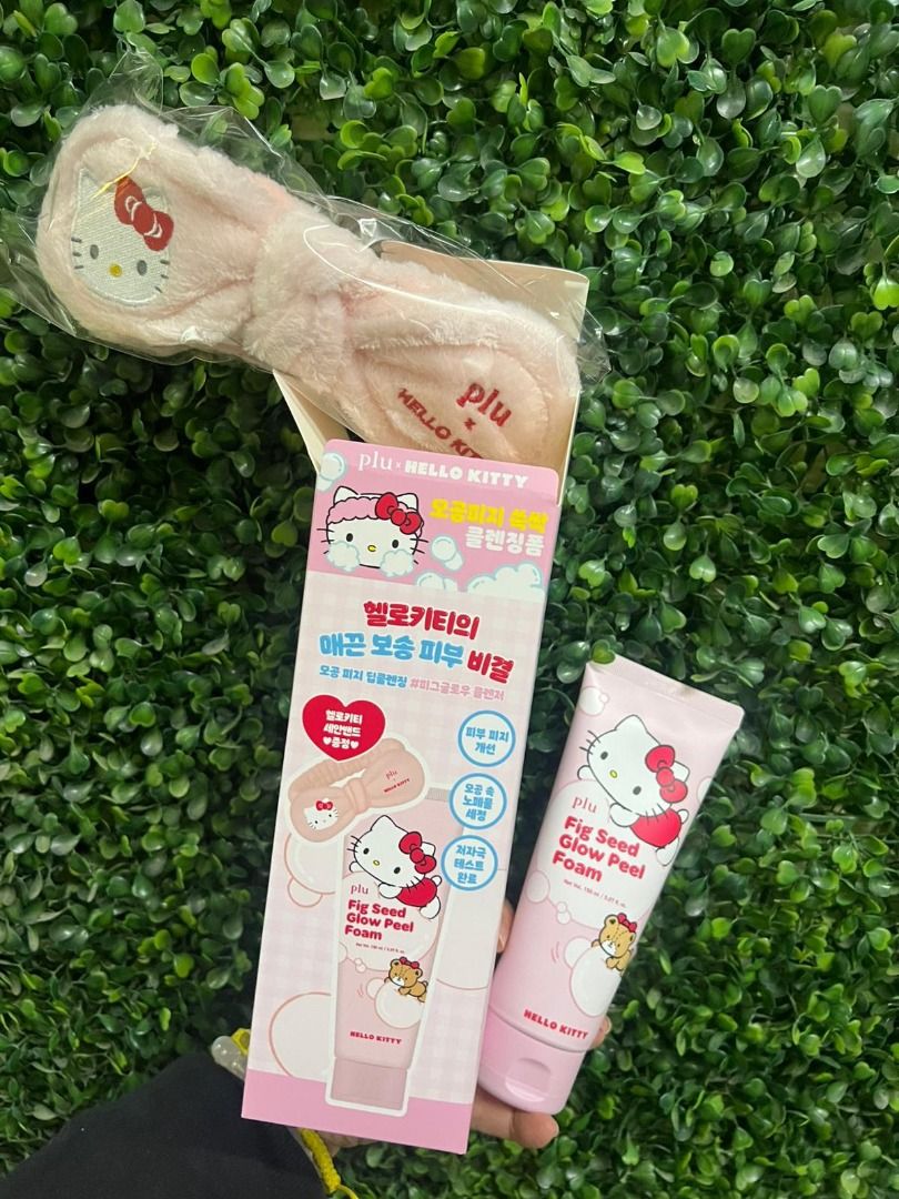 【網站24小時自助落單】現貨🌸Plu x Hello Kitty Fig Seed Glow Peel Foam (無花果籽煥膚潔面泡泡) | 落單後約3-5個工作天寄出