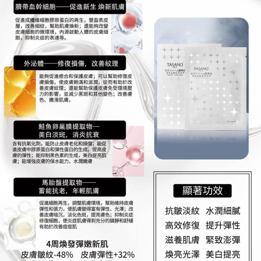 【24小時網站自助下單】現貨🌸TASANO 外泌體臍帶血幹細胞面膜 (一盒10 片) | 落單後約3-5個工作天寄出 娉婷貿易公司 Exquisite Beauty Trading Company