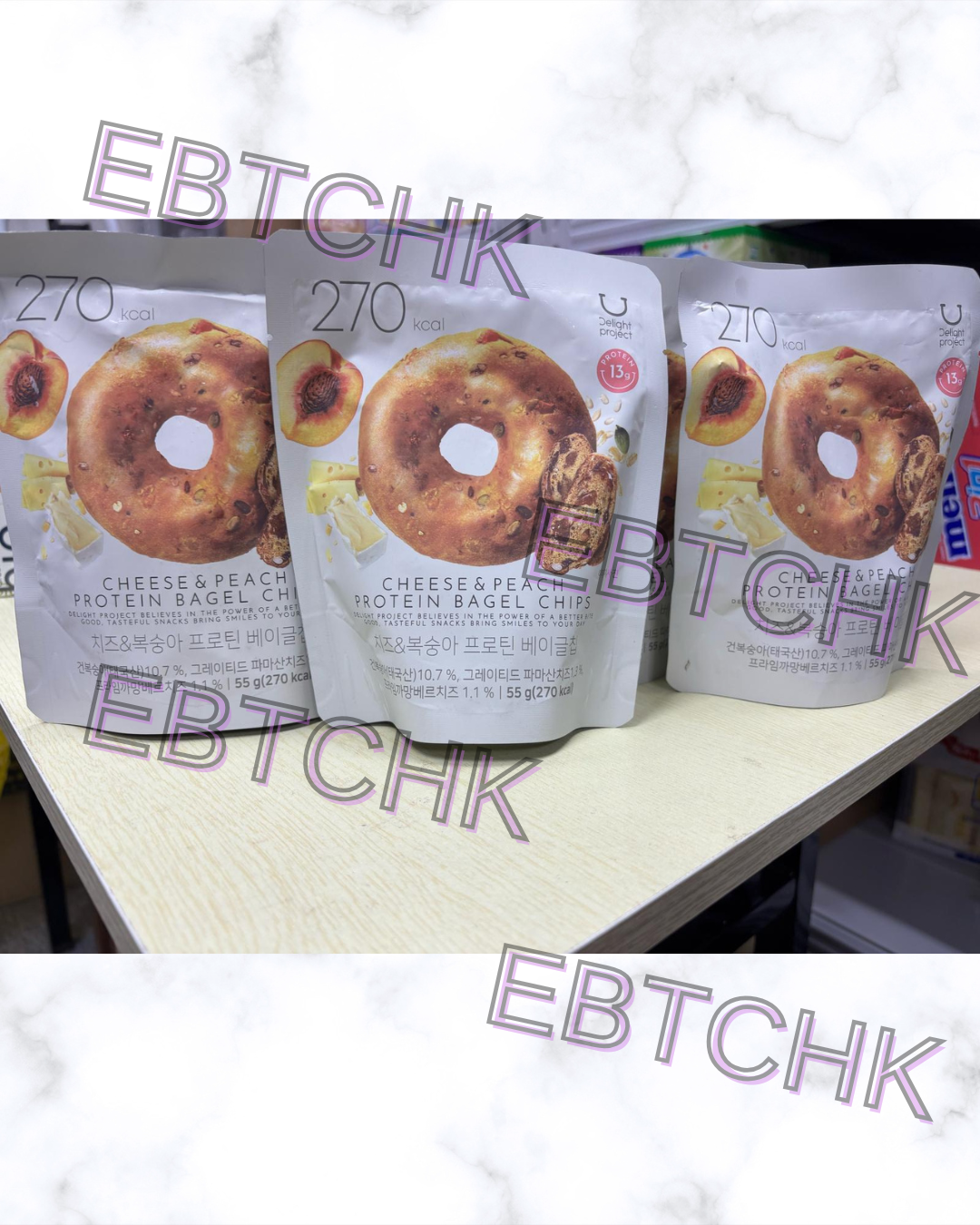 供應商清貨 最後18包🌸韓國Olive Young 熱賣低卡零食〗Delight Project - 低熱量貝果脆餅乾 55g - 芝士水密桃 | 落單後約3-5個工作天寄出