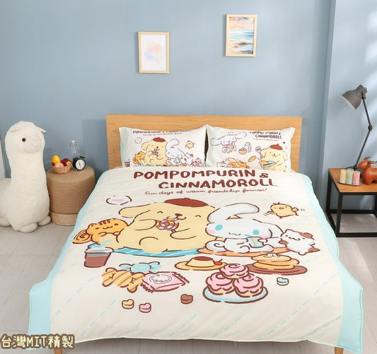✨Authorized by MIT Japan💗 Sanrio series [Pudding Dog x Big-Eared Dog] Bed Bag Cool Quilt Set | Pre-order about 4-5 weeks