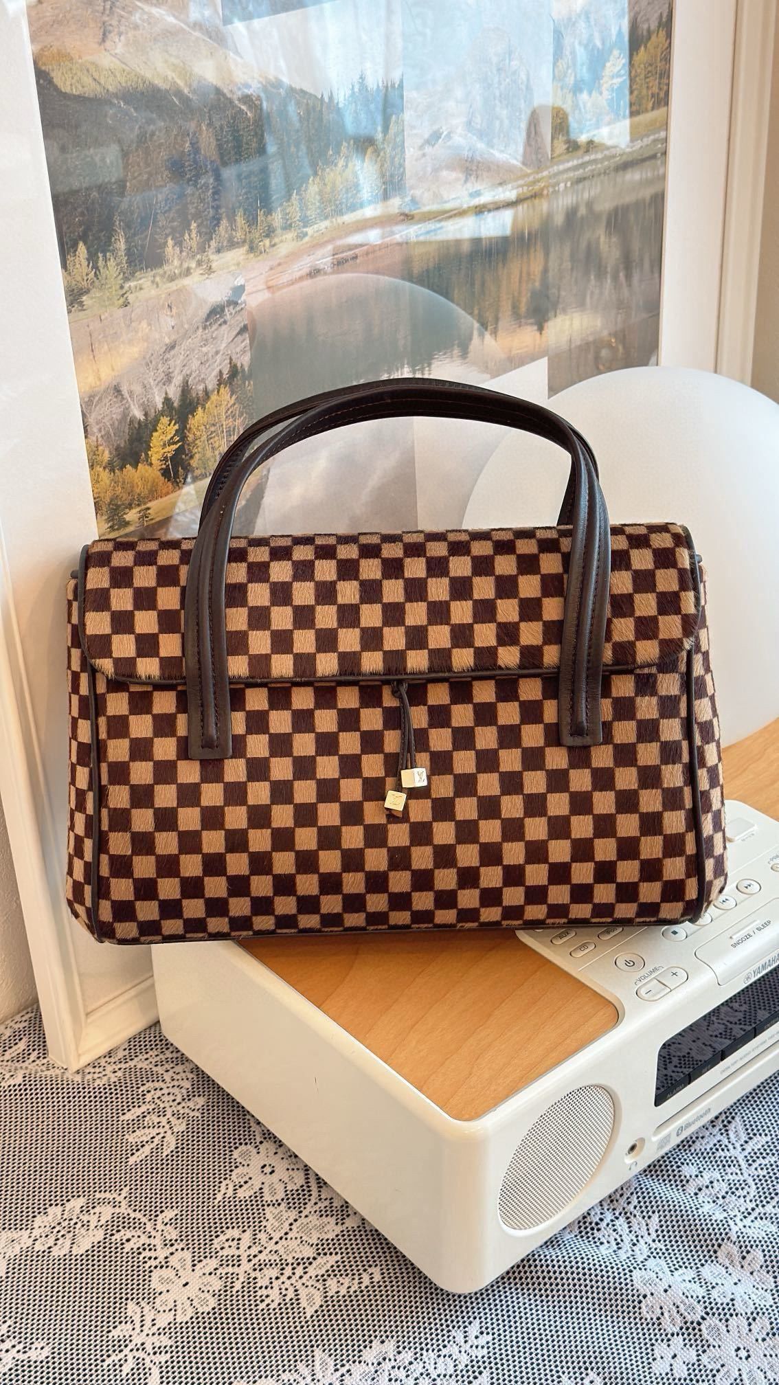 💫日本中古品代購 🌸LV限量棋盤格馬毛手提包 近新保存品 ➕防塵袋 | 預訂約2-3星期