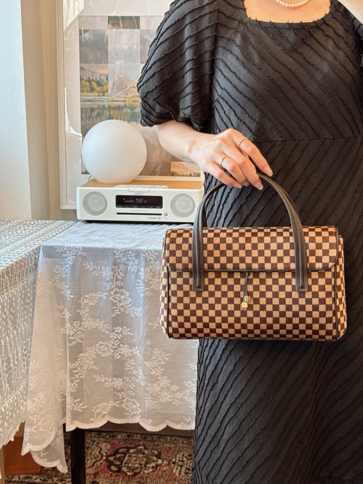 💫日本中古品代購 🌸LV限量棋盤格馬毛手提包 近新保存品 ➕防塵袋 | 預訂約2-3星期
