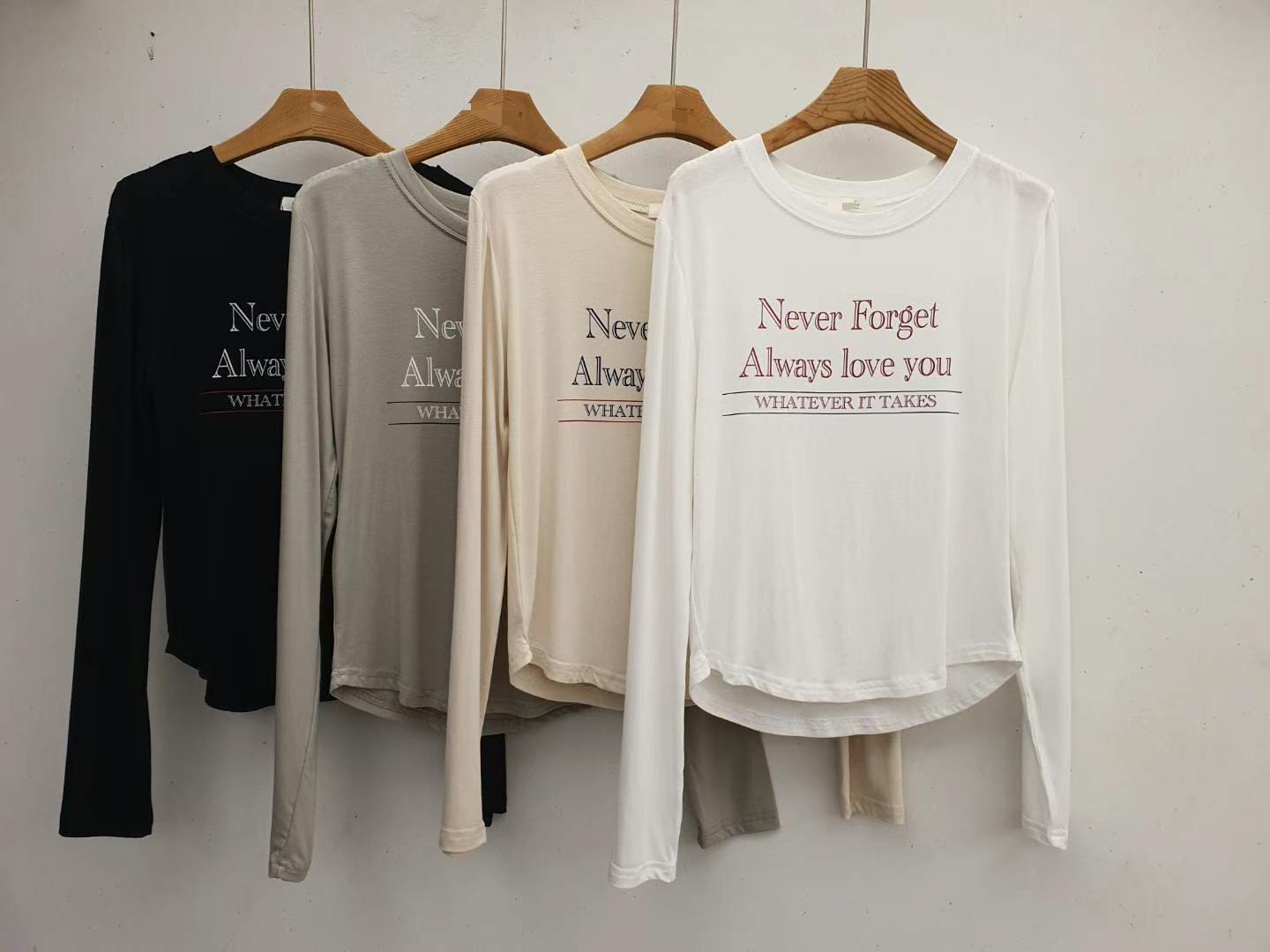 🌸韓國東大門2024FW🍁🍂彈力軟身棉字母print tee | 預訂約2-3星期（自行備註顏色） 娉婷貿易公司 Exquisite Beauty Trading Company