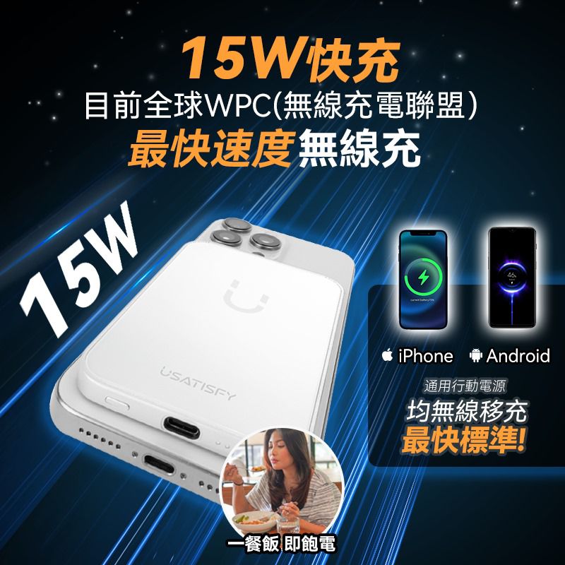 現貨🌸美國USATISFY 超薄先鋒Qi2認證快充多設支援磁吸無線行動電源(MagSafe適配) | 落單後約3-5個工作天寄出