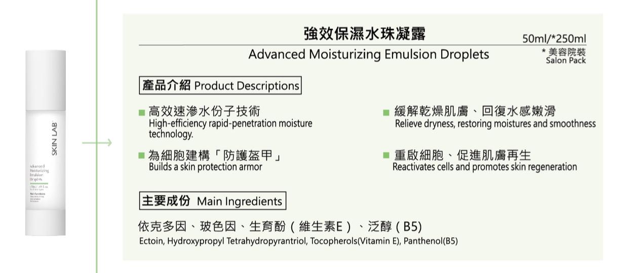💫Skin Lab 強效保濕水珠凝露 Advanced Moisturizing Emulsion Droplets  250ML | 預訂 請先查詢貨期 娉婷貿易公司 Exquisite Beauty Trading Company