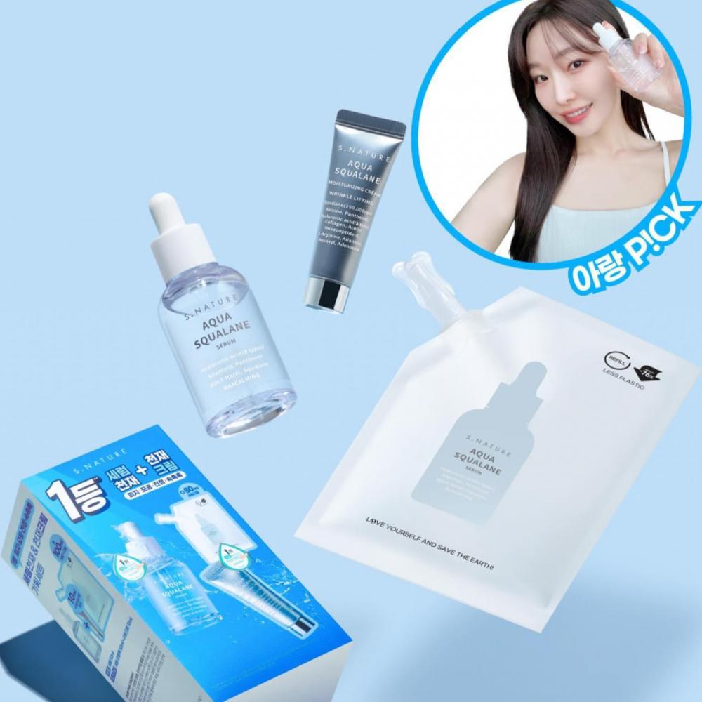 🌸S.Nature Aqua Squalane Serum 角鯊烷補水精華50ml＋refill 50ml＋面霜10ml | 預訂約2星期 娉婷貿易公司 Exquisite Beauty Trading Company