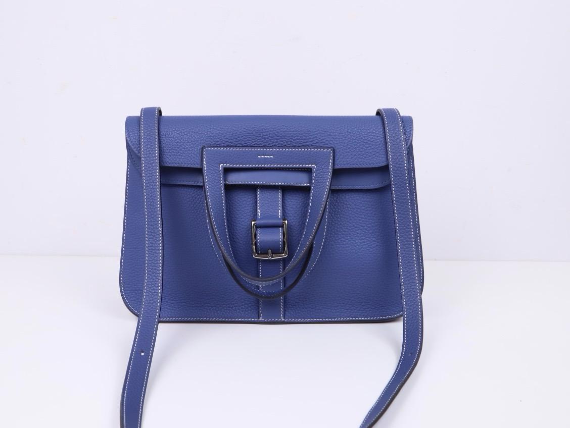 🌸日本中古品代購 愛馬仕寶石藍TC皮Halzan 31 C刻2018年/TC/電光藍 | 預訂約2-3星期