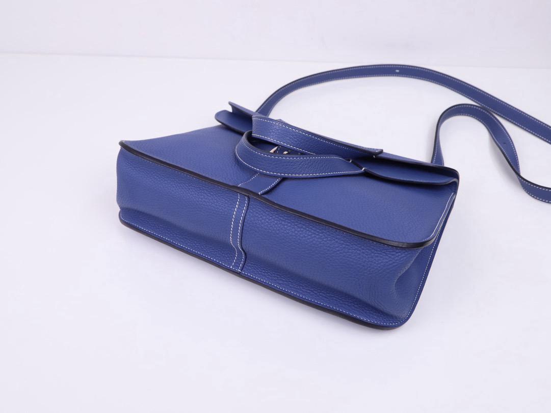 🌸日本中古品代購 愛馬仕寶石藍TC皮Halzan 31 C刻2018年/TC/電光藍 | 預訂約2-3星期