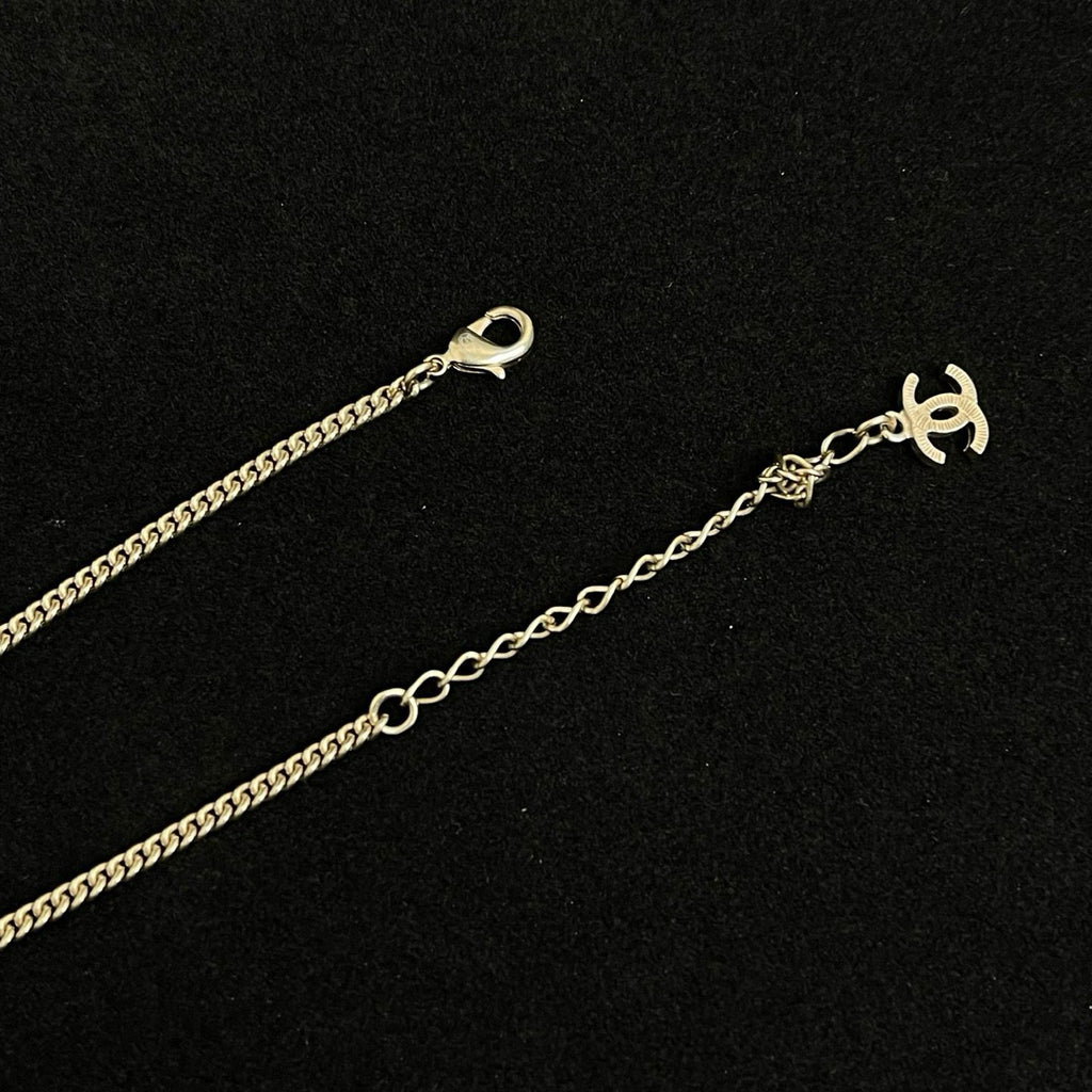 🌸日本中古品代購 ChaneI/香奈兒重工淡金色圓形鏤空鑲鑽項鏈 | 預訂約2-3星期