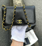 🌸日本中古品代購 CHANEL特殊蜥蜴皮🦎黑金鍊條包 | 預訂約2-3星期