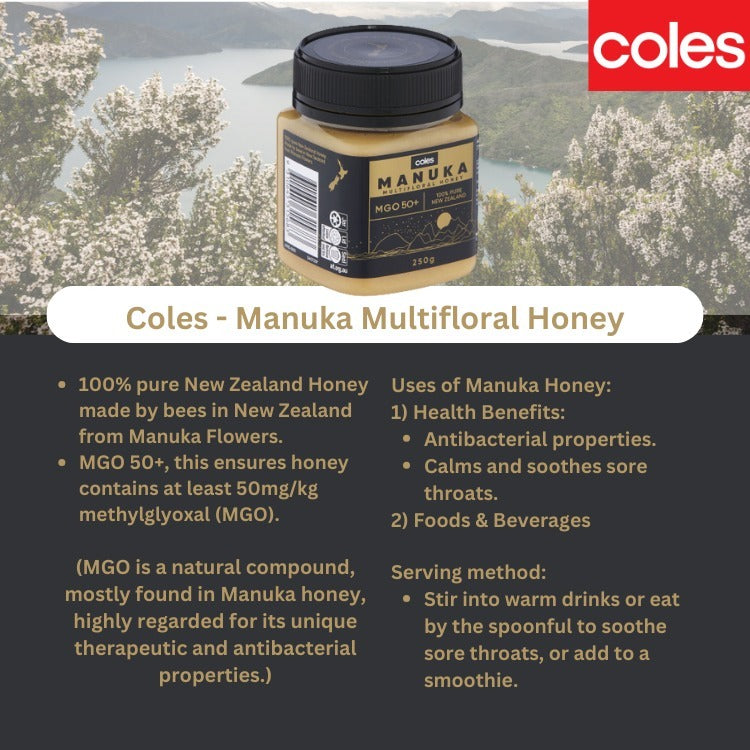現貨🌸【紐西蘭製造 COLES MGO50+ 麥蘆卡蜂蜜 250g】 | 落單後約3-5個工作天寄出
