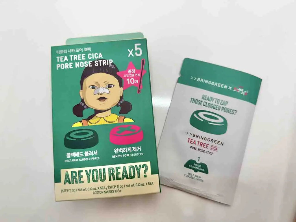 現貨🌸⚡️韓國🇰🇷 Bring green x 魷魚遊戲茶樹鼻貼 （鼻貼x5+棉棒x10) | 落單後約3-5個工作天寄出 娉婷貿易公司 Exquisite Beauty Trading Company