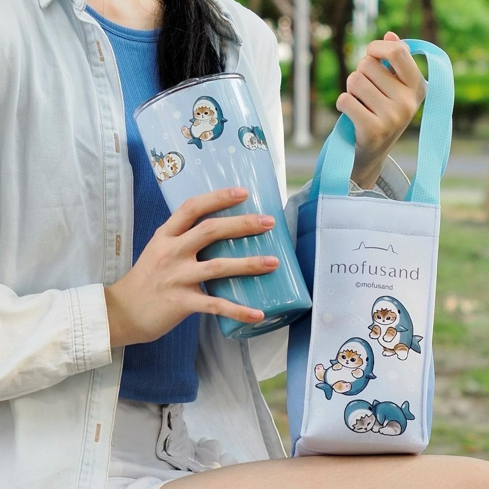 5/5截🌸限量 正版 Mofusand貓福珊迪 曲線杯保溫提袋組900ml（不鏽鋼杯+ 保溫飲料提袋）| 預訂約5月尾至6月初