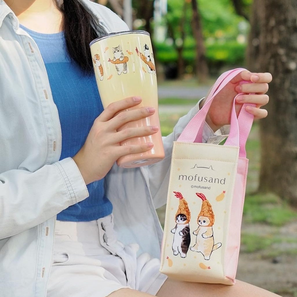 5/5截🌸限量 正版 Mofusand貓福珊迪 曲線杯保溫提袋組900ml（不鏽鋼杯+ 保溫飲料提袋）| 預訂約5月尾至6月初