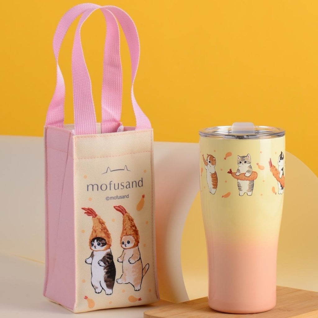 5/5截🌸限量 正版 Mofusand貓福珊迪 曲線杯保溫提袋組900ml（不鏽鋼杯+ 保溫飲料提袋）| 預訂約5月尾至6月初