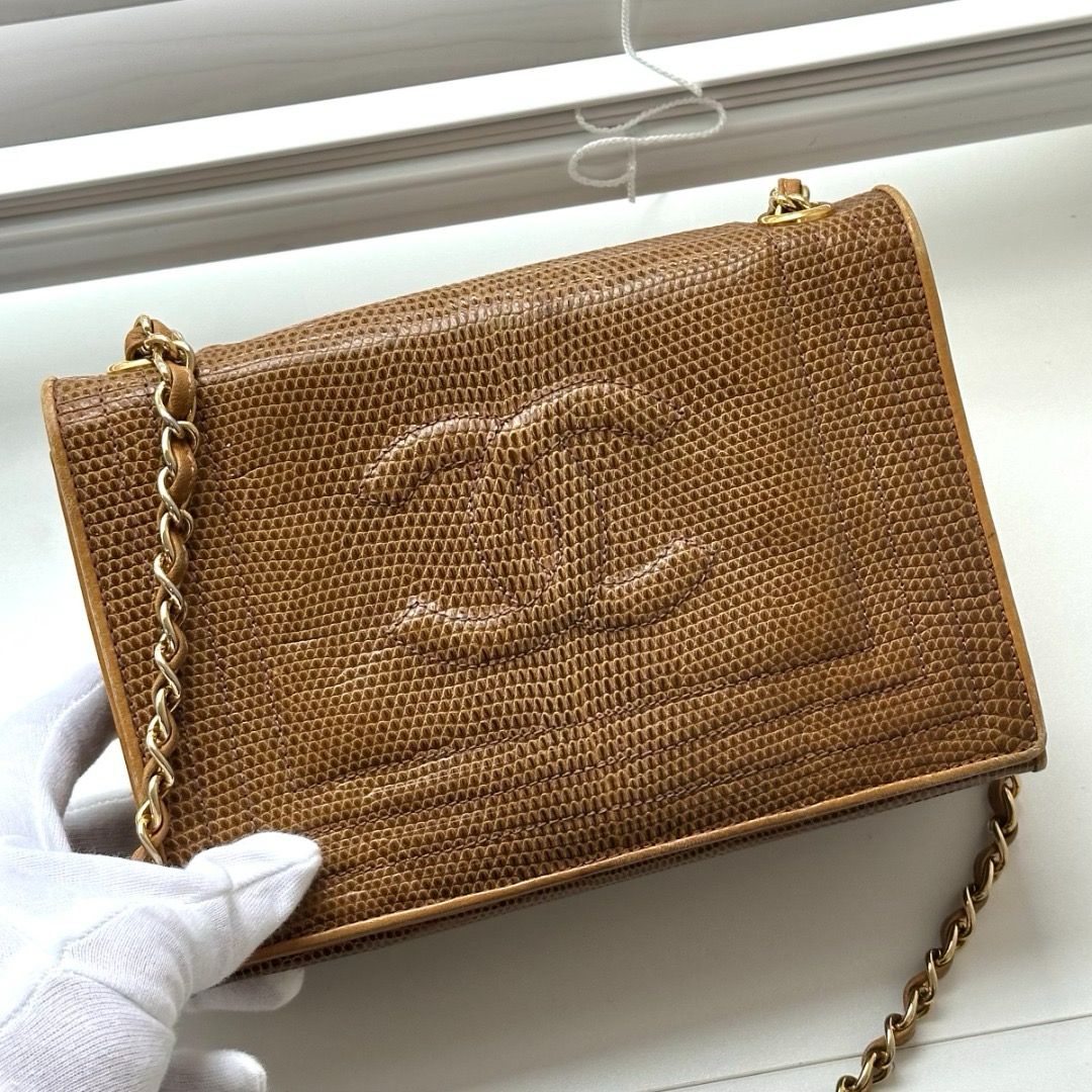 🌸日本中古品代購 Chanel香奈兒Lizard Leather蜥蜴皮Coco標志鏈條包斜挎包 | 預訂約2-3星期