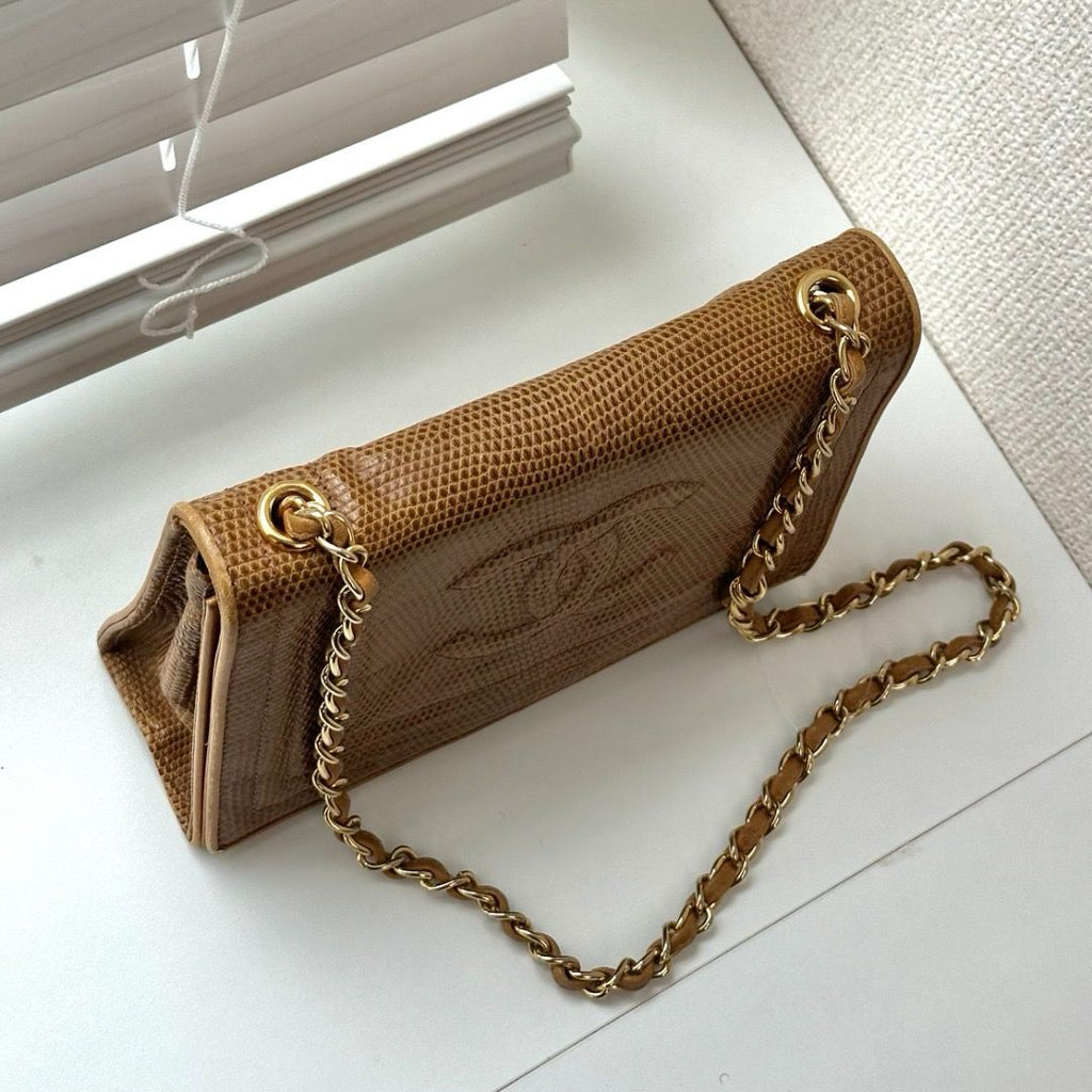 🌸日本中古品代購 Chanel香奈兒Lizard Leather蜥蜴皮Coco標志鏈條包斜挎包 | 預訂約2-3星期