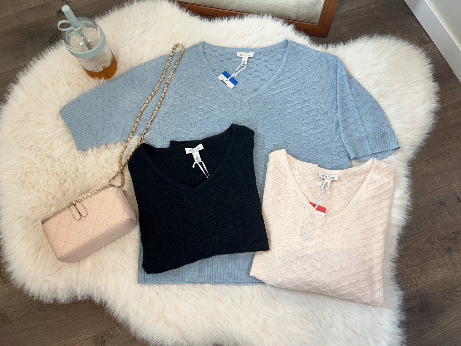 售完即止🌸🇺🇸 美國直送 Ella Moss 復古半袖針織 | 預訂 落單後約6月尾至7月初(自行備註顏色及尺寸)