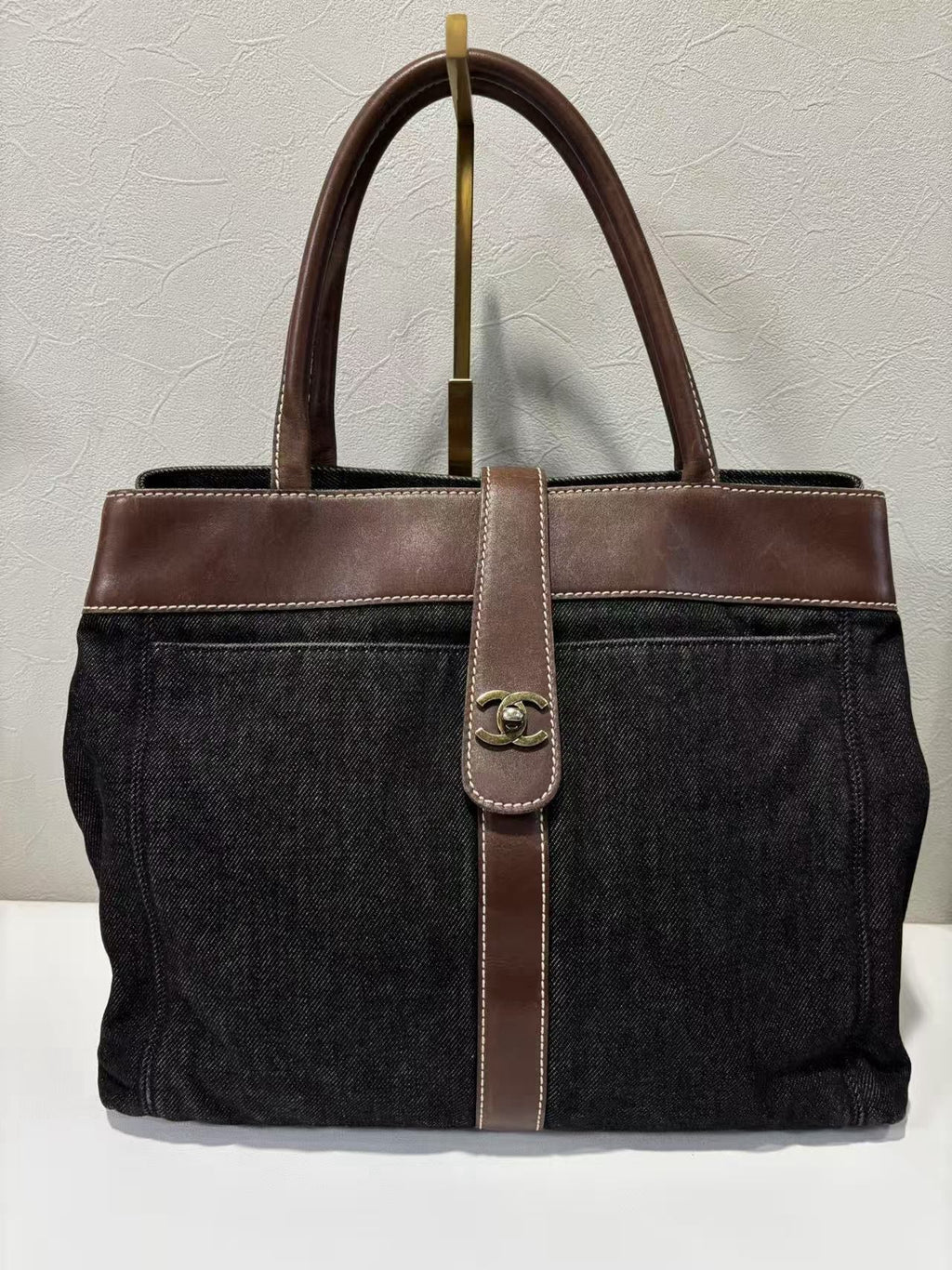 🌸日本中古品代購 CHANEL牛仔配皮單肩托特 | 預訂約2-3星期