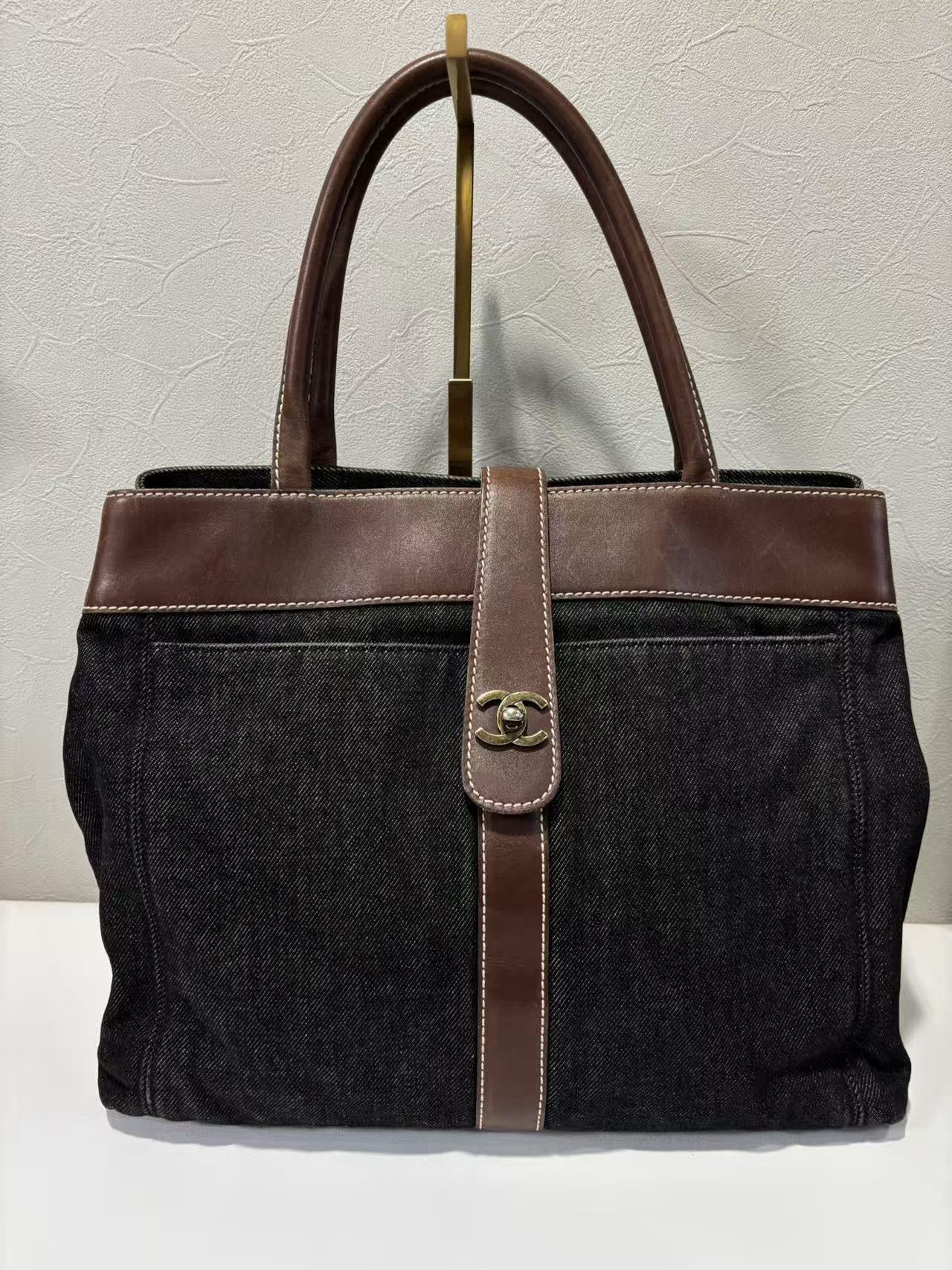 🌸日本中古品代購 CHANEL牛仔配皮單肩托特 | 預訂約2-3星期