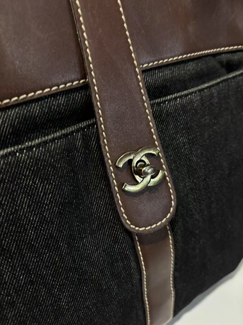 🌸日本中古品代購 CHANEL牛仔配皮單肩托特 | 預訂約2-3星期