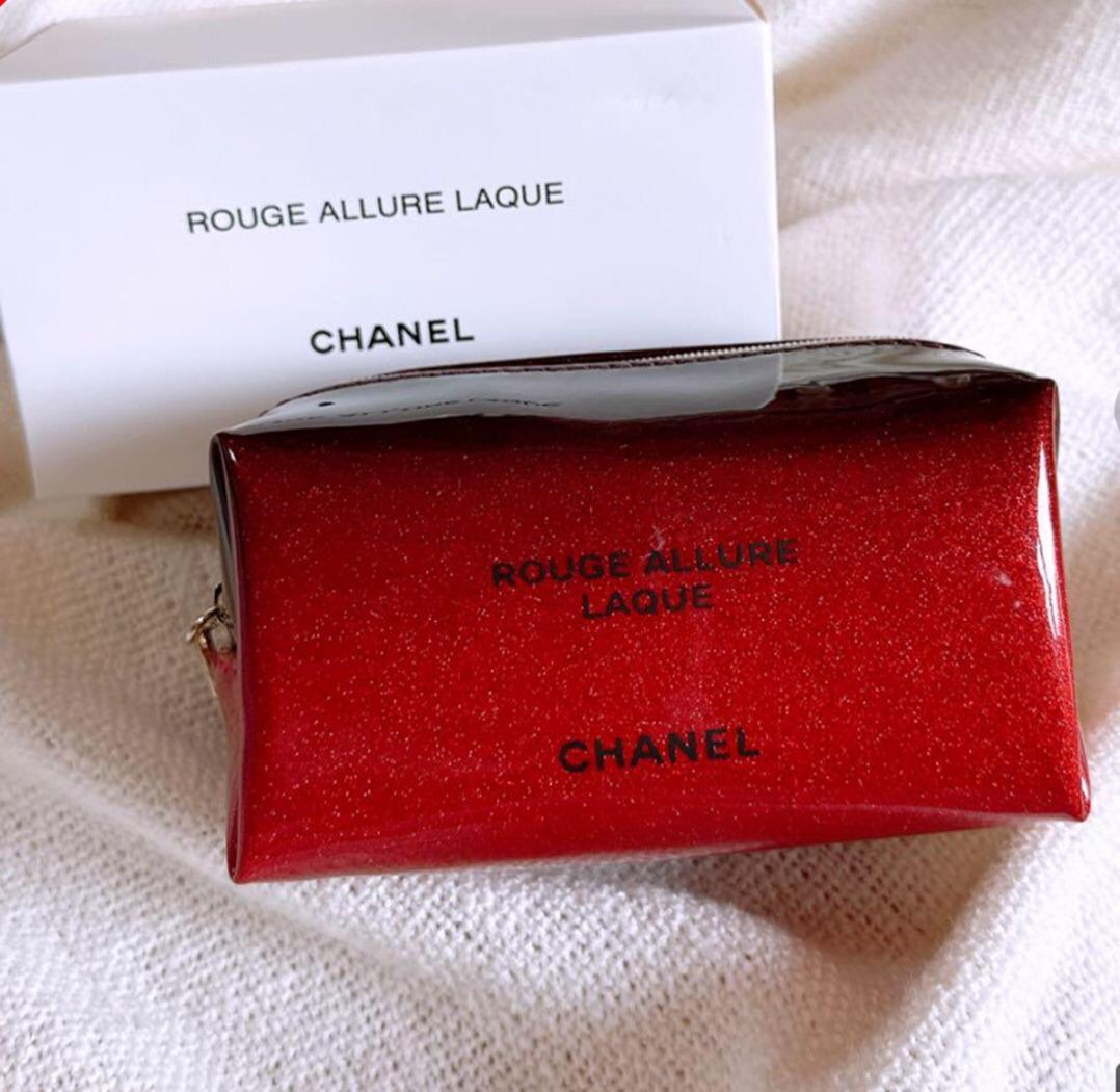 ✅現貨20個🌸CHANEL 閃紅化妝袋(有盒)(專櫃貨) | 落單後約5-7個工作天寄出