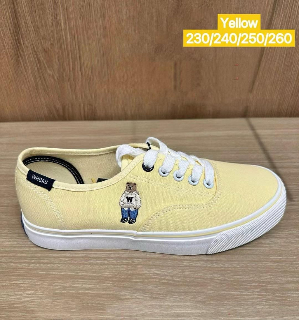 🌸🍊Who A U 韓國專門店/免稅店🍊2025年新款折扣優惠 經典 小熊刺繡 帆布鞋 | 預訂約3-4星期