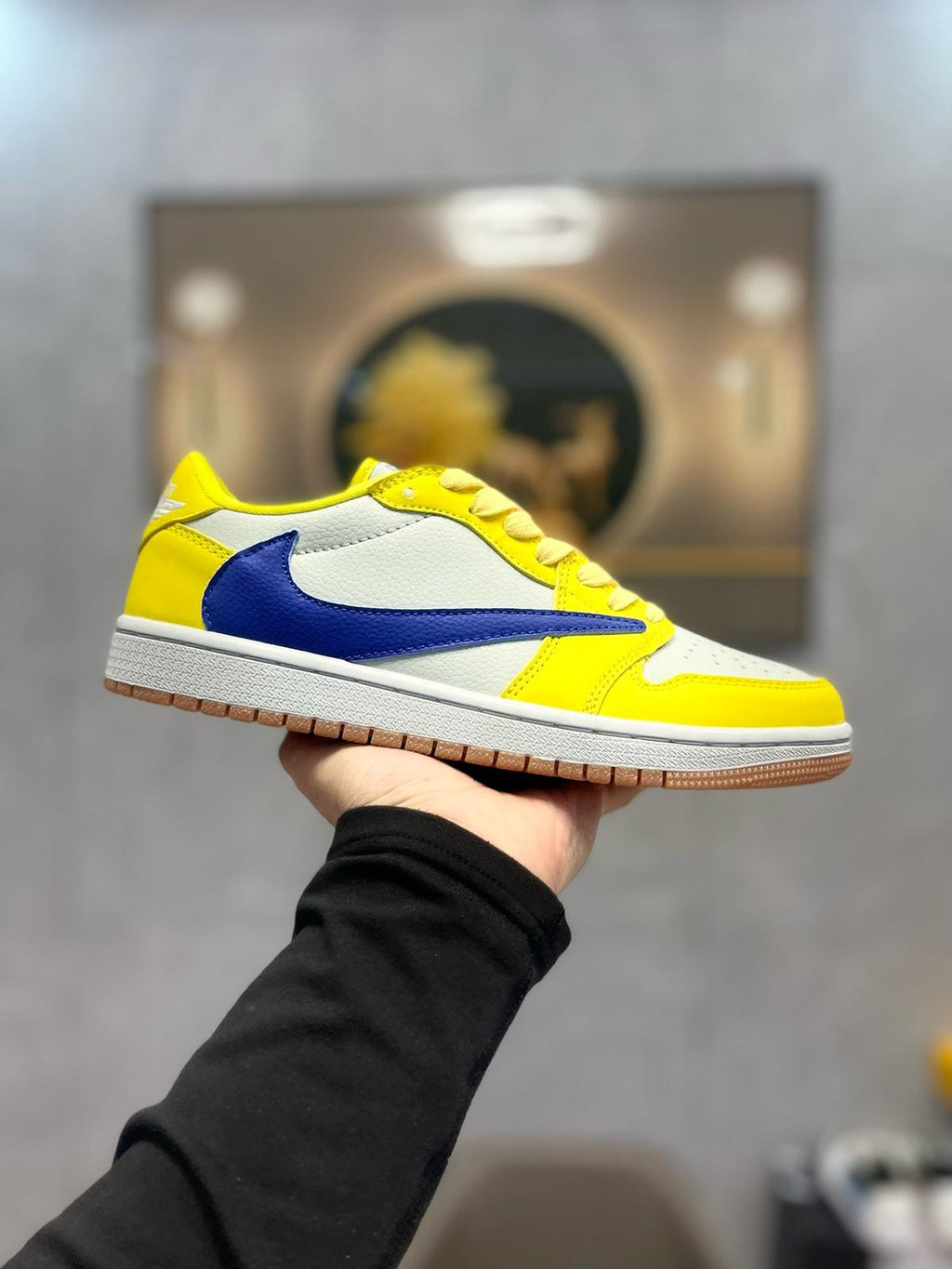 🌸AJ1倒勾Travis Scott x Air Jordan 1 ” Reverse Mocha “ AJ1喬1 TS 閃電 聯名倒鈎 低幫文化籃球鞋#黃+藍+白 | 預訂約3-4星期(自行備註尺寸)