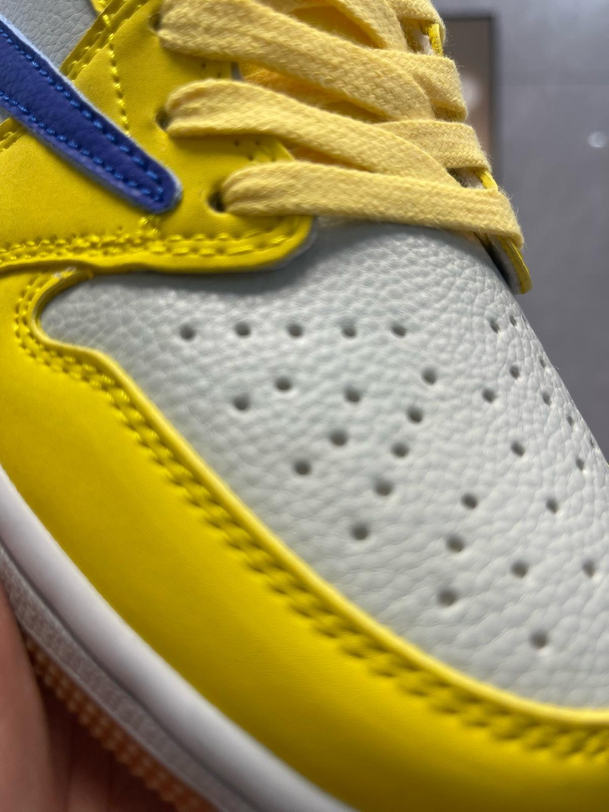 🌸AJ1倒勾Travis Scott x Air Jordan 1 ” Reverse Mocha “ AJ1喬1 TS 閃電 聯名倒鈎 低幫文化籃球鞋#黃+藍+白 | 預訂約3-4星期(自行備註尺寸)