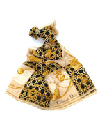 🌸日本中古品代購 Dior 絲巾 金x白色 87 x 87 cm | 預訂約2-3星期