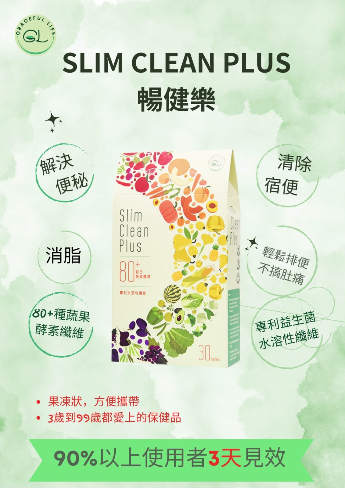 售完即止🌸暢健樂(吳啓華代言人) 纖維啫喱.幫助消化潤腸通便 正裝30包/盒 Slim Clean Plus | 預訂約10月初至中