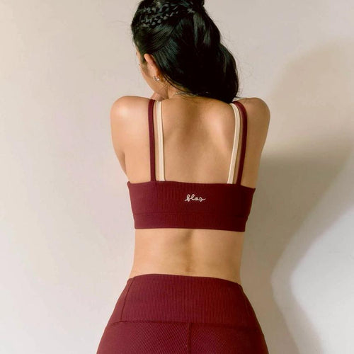 15/9截🌸🇹🇭The Flos Club Cassette Wide Ribbed Sports Bra (Cranberry) 新款新色 | 預訂約3-4星期 娉婷貿易公司 Exquisite Beauty Trading Company