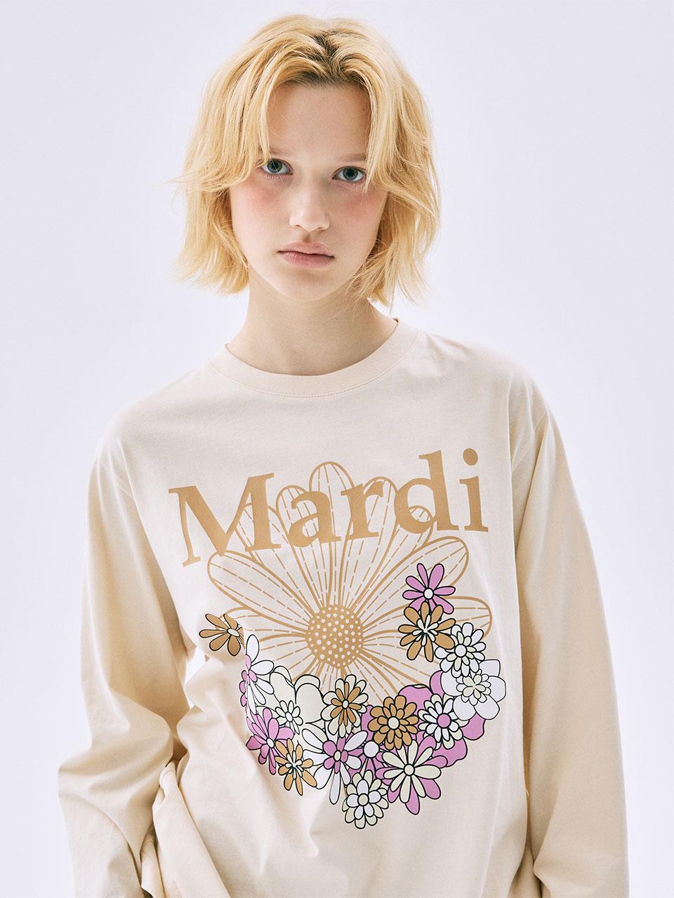 20/10截，長期訂貨🌸Mardi Mercredi 韓國專門店/免稅店 2025年最新款Tee 折扣優惠💕Mardi Mercredi [10/28 순차배송] TSHIRT LONG SLEEVE FLOWERMARDI JARDIN_BUTTER PEANUT | 預訂約3-4星期