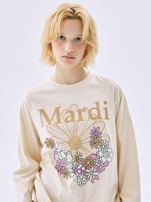 20/10截，長期訂貨🌸Mardi Mercredi 韓國專門店/免稅店 2025年最新款Tee 折扣優惠💕Mardi Mercredi [10/28 순차배송] TSHIRT LONG SLEEVE FLOWERMARDI JARDIN_BUTTER PEANUT | 預訂約3-4星期 娉婷貿易公司 Exquisite Beauty Trading Company