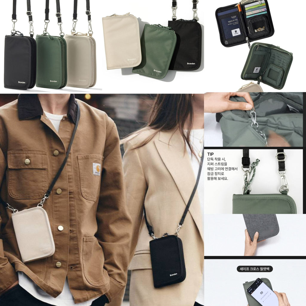 10/10截🌸🔥韓國超受歡迎Branden旅行包系列 😍韓國專門店特價中😍🇰🇷Branden Safe Wallet Bag 斜孭 防盗安全銀包 護照卡片 超多格格 RFID阻擋 防割織物 | 預訂約3-4星期