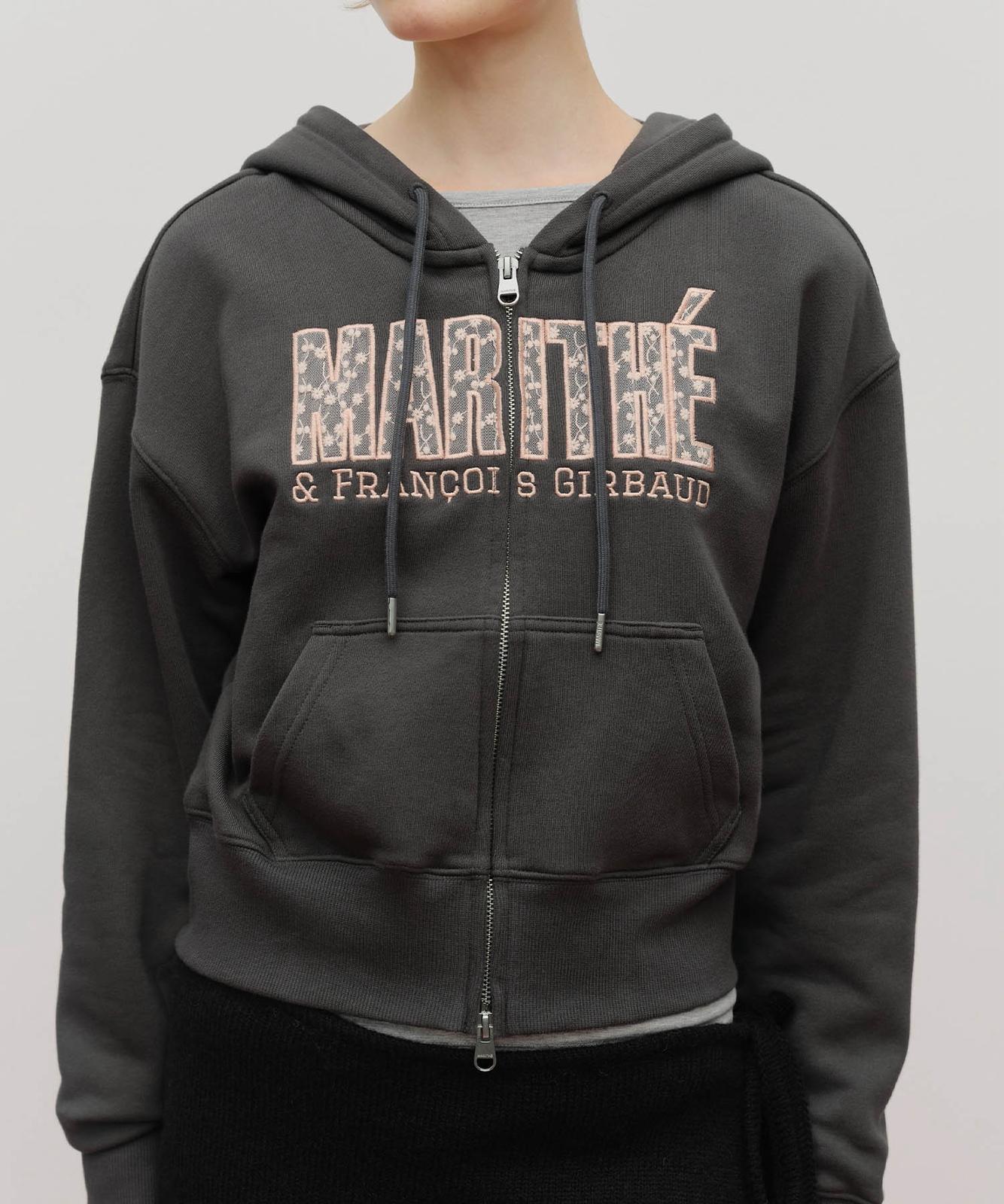 售完即止🌸🇰🇷Marithe W LACE APPLIQUE CROP HOODIE ZIPUP | 預訂約3-4星期