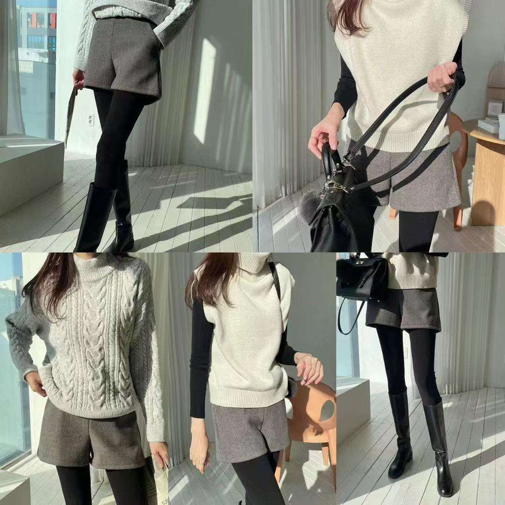 31/10截🌸🆕 New arrivals✨🇰🇷韓國東大門韓國衫 ✨2025年秋冬新款Great fit & quality guaranteed‼️NUSJ3418 헤링본반바지 레깅스 假兩件短褲leggings | 預訂約3-4星期