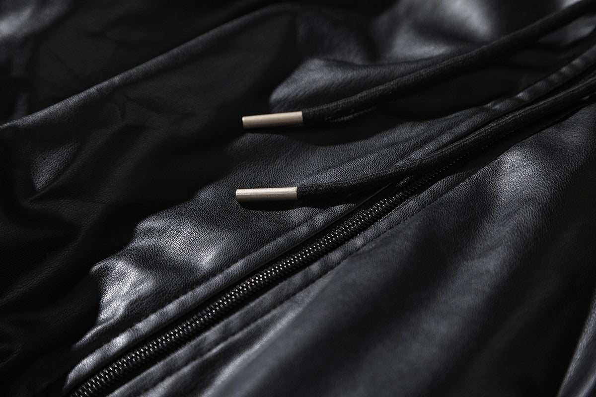 11月10日截🌸Adidas 復古刺繡logo連帽拉鍊皮衣外套 | 預訂約12月中至尾