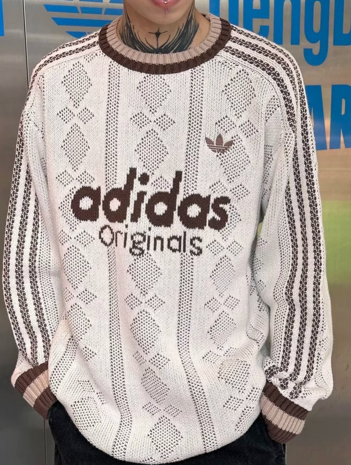 11月10日截🌸Adidas 復古提花羊毛針織冷衫 | 預訂約12月中至尾