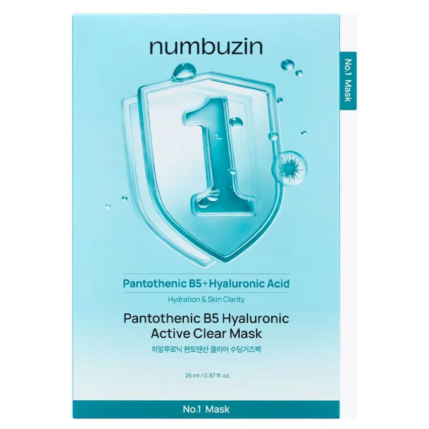 現貨🌸numbuzin No.1 Pantothenic B5 Hyaluronic Active Clear Mask 1號活性泛酸維B5透明質酸水分炸彈保濕控油水凝膠面膜 1盒（5片裝) | 落單後約3-5個工作天寄出 娉婷貿易公司 Exquisite Beauty Trading Company