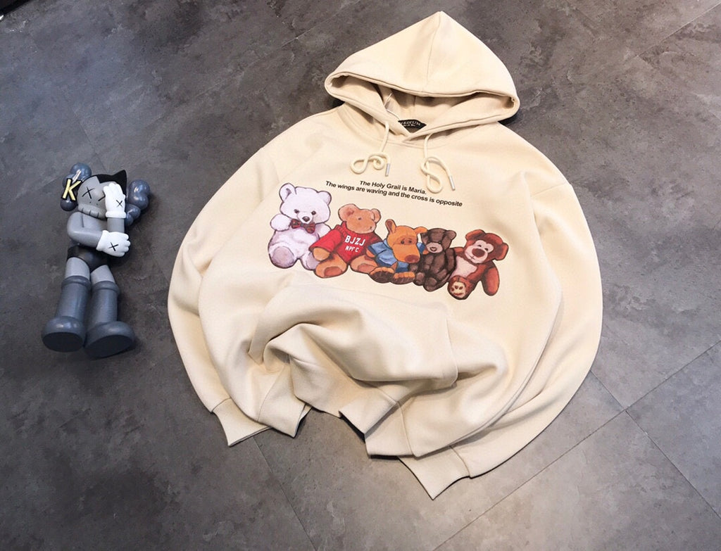 【24小時網站自助下單】🌸韓國🇰🇷 東大門五隻小熊印花連帽衛衣 | 預訂約4-6星期