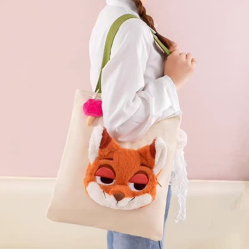 【24小時網站自助下單】售完即止🌸💯正版授權 POTDEMIEL DISNEY 尼克小狐帆布袋 🦊公仔可拆取 連防偽標 | 預訂約4-6星期