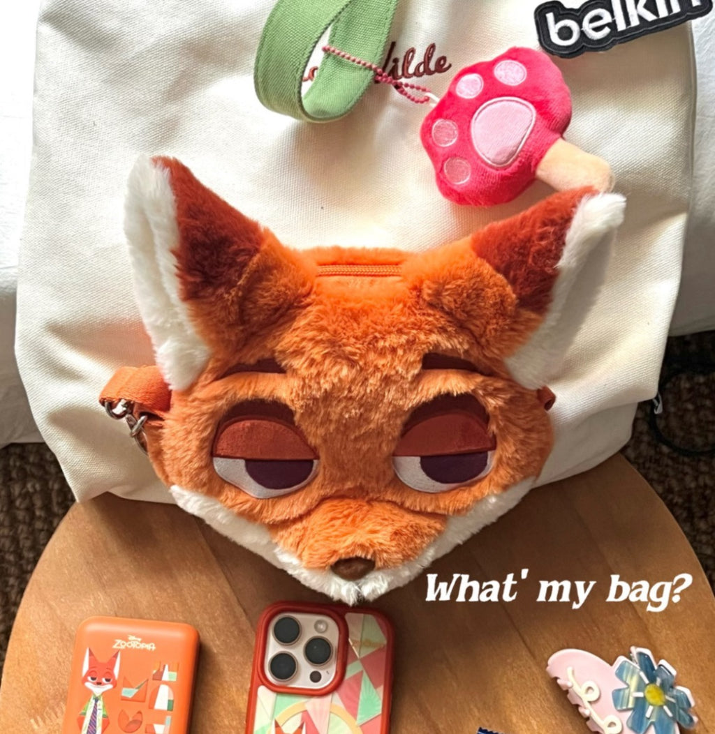 【24小時網站自助下單】售完即止🌸💯正版授權 POTDEMIEL DISNEY 尼克小狐帆布袋 🦊公仔可拆取 連防偽標 | 預訂約4-6星期