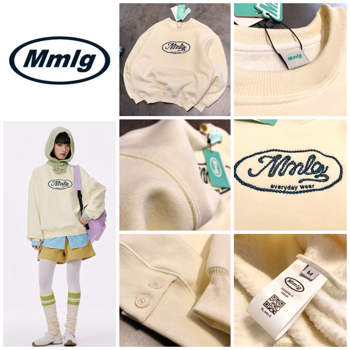 【24小時網站自助下單】2026年1月21日截🌸韓國🇰🇷 Mmlg 刺繡 logo 加絨圓領衛衣 | 預訂約3月初至中