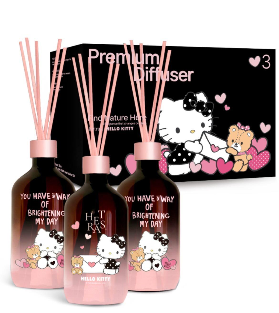 【24小時網站自助下單】🌸韓國Hetras x Hello Kitty Premium Diffuser 1盒3支(1支/500ML) | 預訂約4月尾至5月初