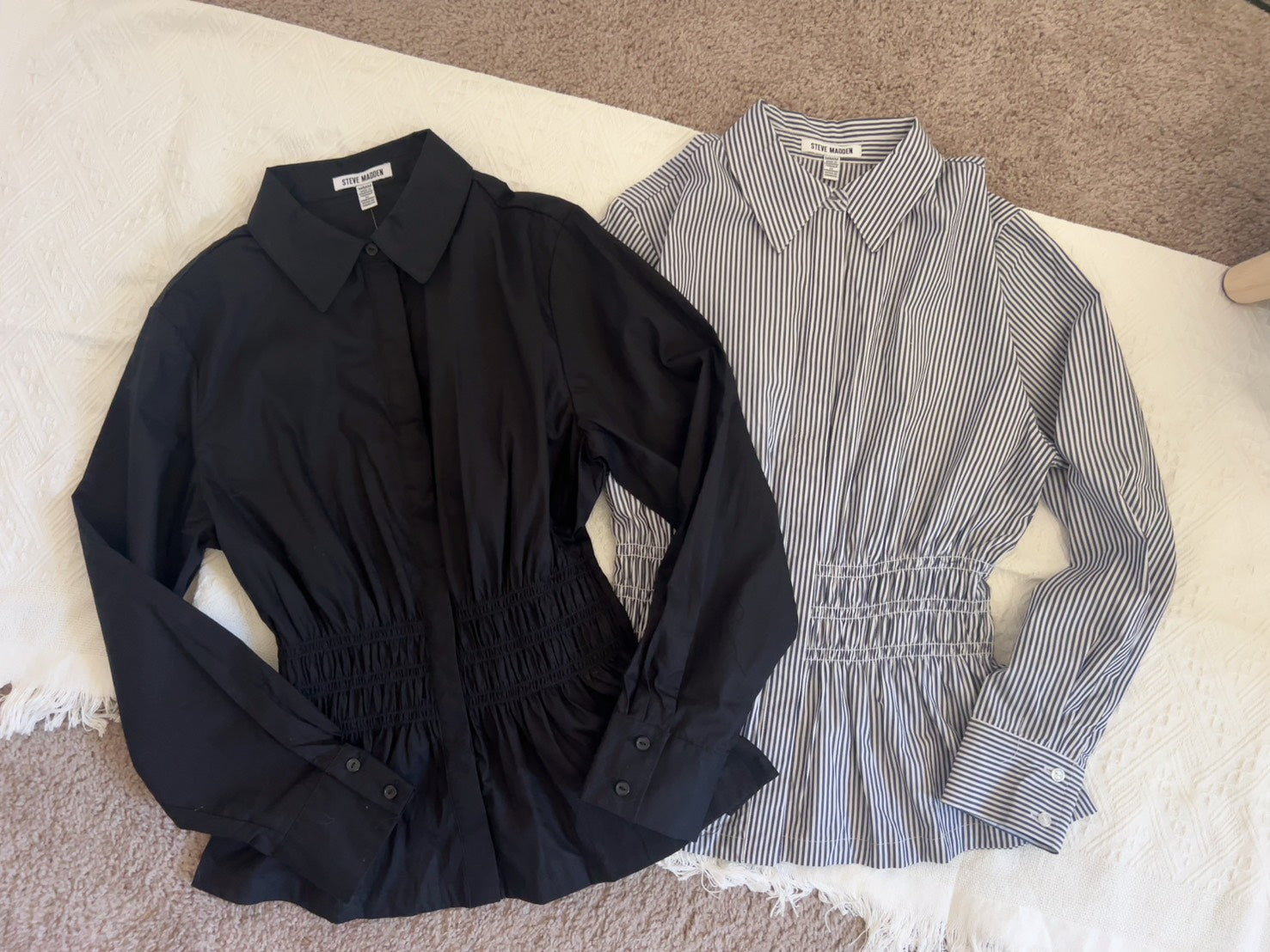 【24小時網站自助下單】售完即止【不設現貨】🌸🇺🇸美國代購 Steve Madden 純棉高束腰襯衫 | 預訂 落單後約4月尾至5月初(自行備註顏色及尺寸)