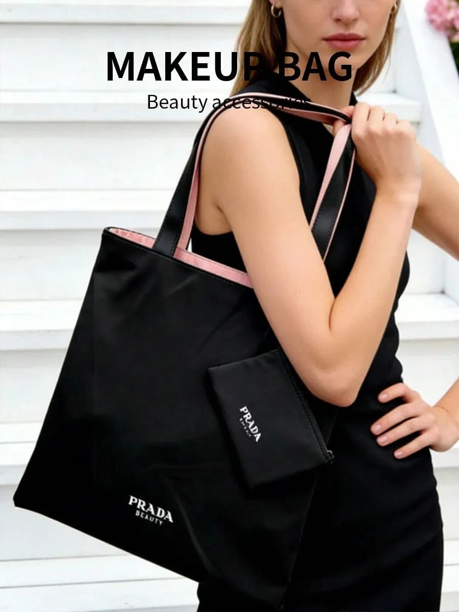 【24小時網站自助下單】2026年3月16日截🌸Prada Beauty 稀有贈品粉黑色雙面帆布購物袋連小收納袋 | 預訂約5月初至中