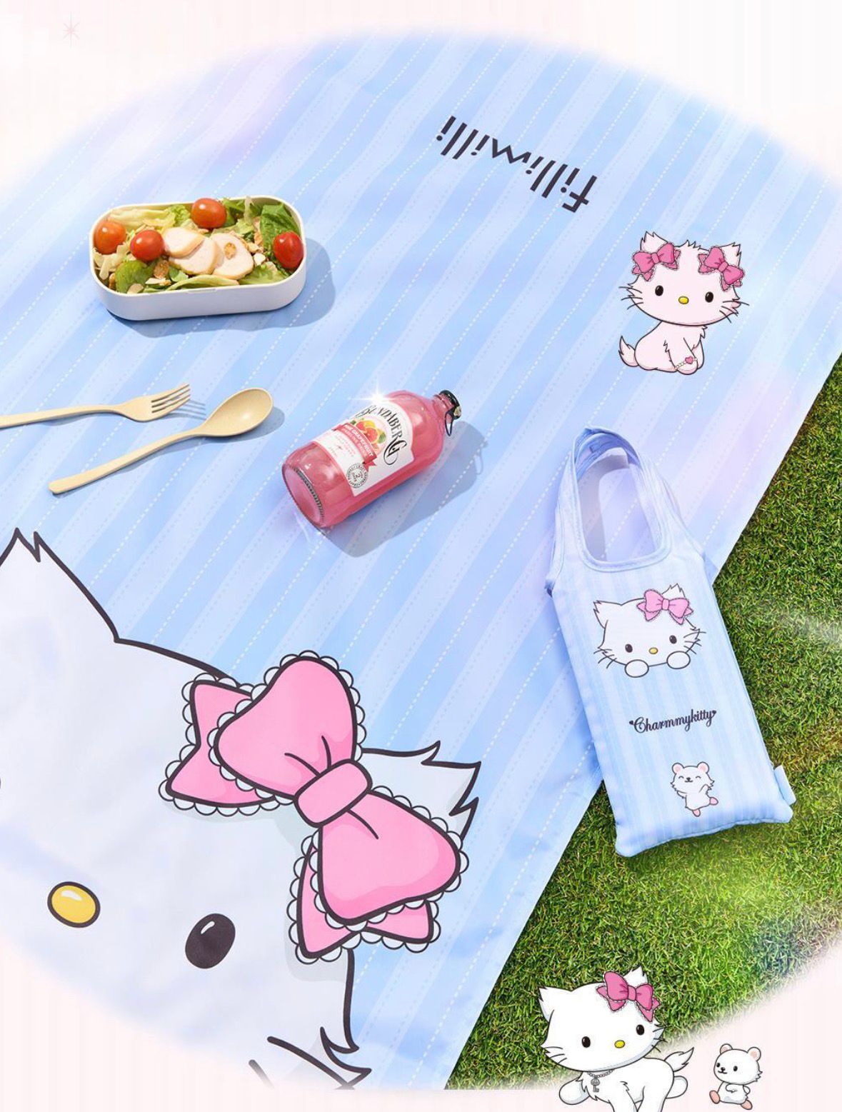 【24小時網站自助下單】2026年3月30日18:00截🌸韓國代購🔹Fillimilli x Charmmy Kitty防水野餐墊連收納袋 # K38 | 預訂約2-3星期